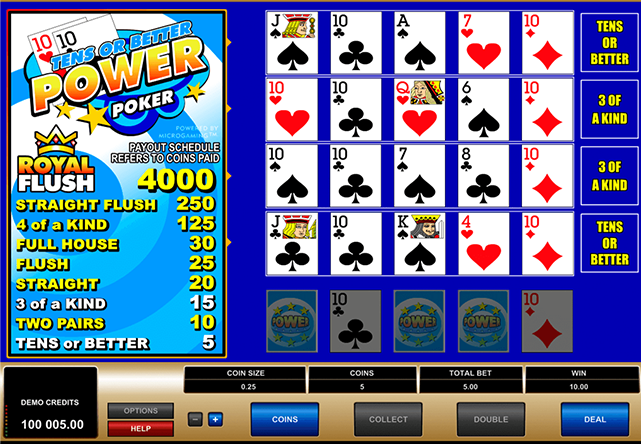 Tens or Better Power Poker - flash player